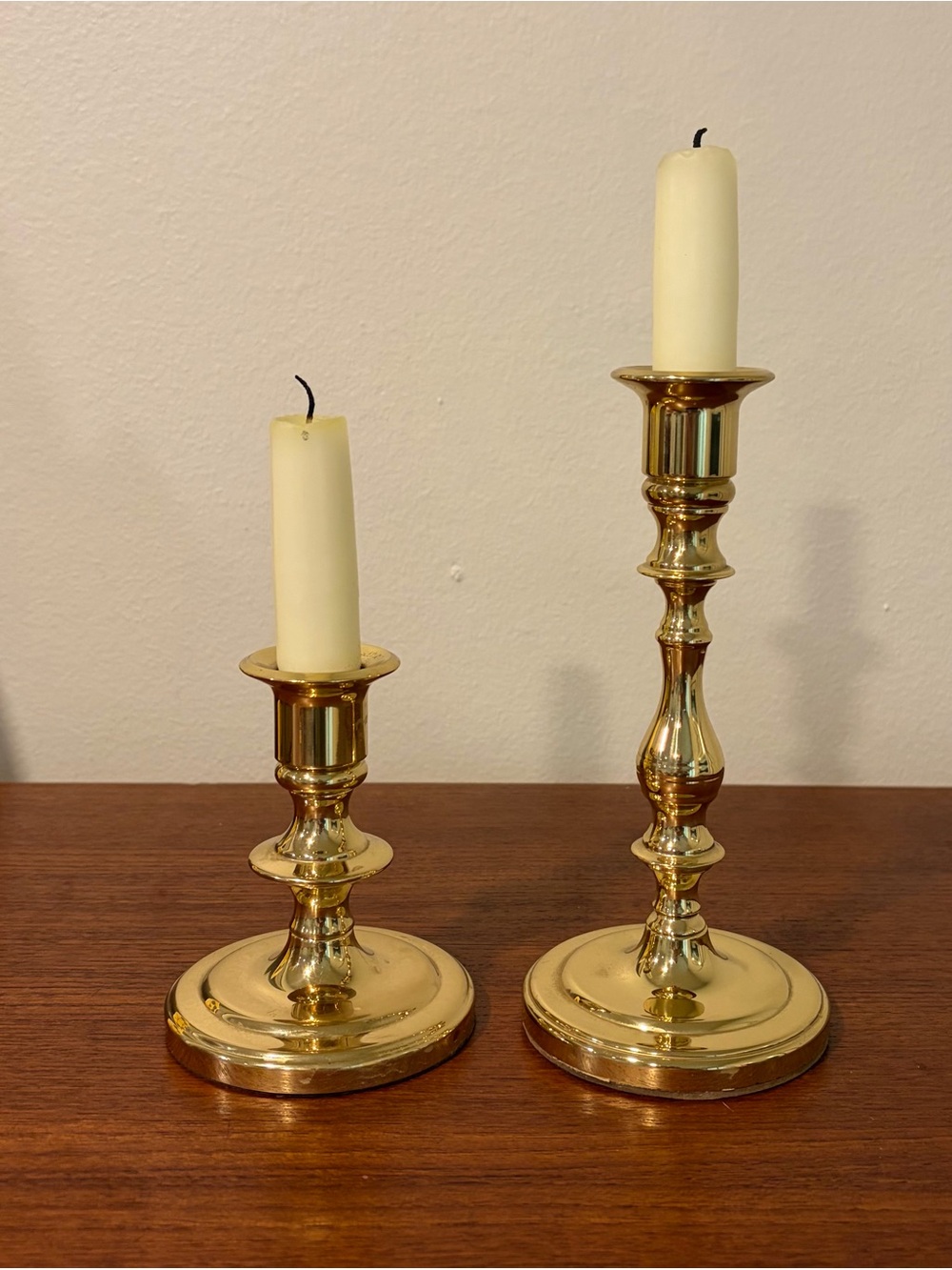 Baldwin USA Vintage Heavy Solid Brass Candlestick Set 3.5 and 6.5”